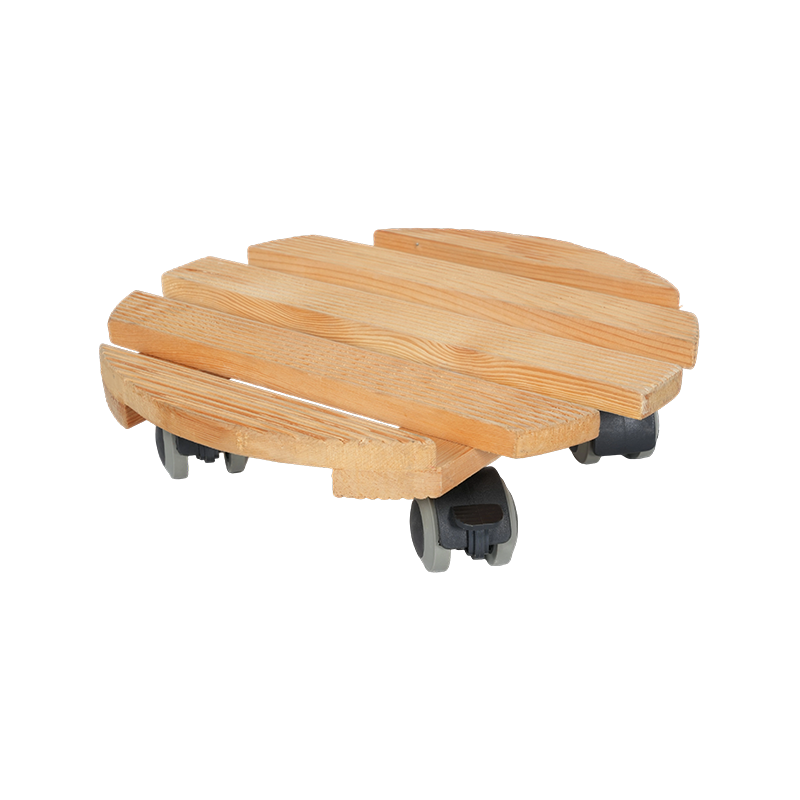 Round Pine Wood Plant Caddy with 40mm TPR Wheels