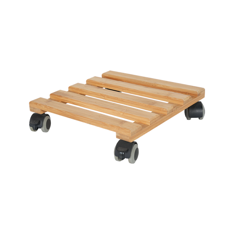Square Bamboo Plant Caddy with 40mm TPR Wheels