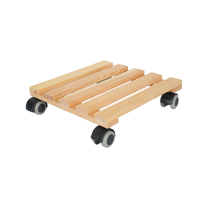 Square Pine Wood Plant Caddy with 40mm TPR Wheels