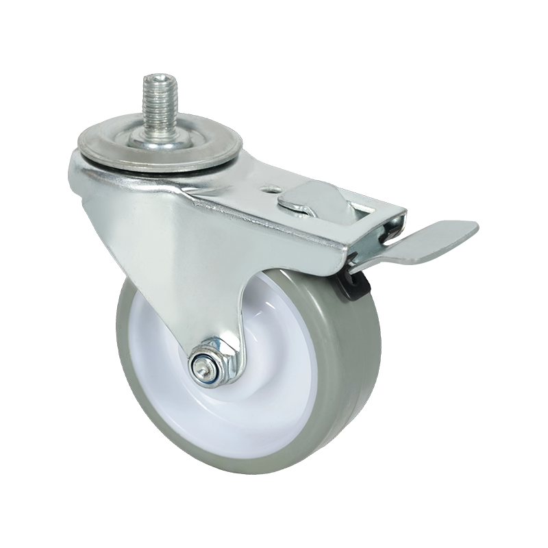 3-inch PU Screw-Mounted Gray Caster Wheel with Brake