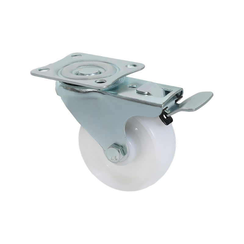 3-inch Flat Plate PP White Caster Wheel with Brake