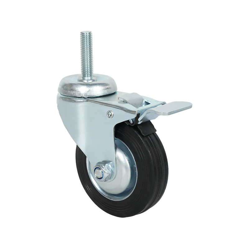 4-inch Screw-Mounted Rubber Caster Wheel with Brake