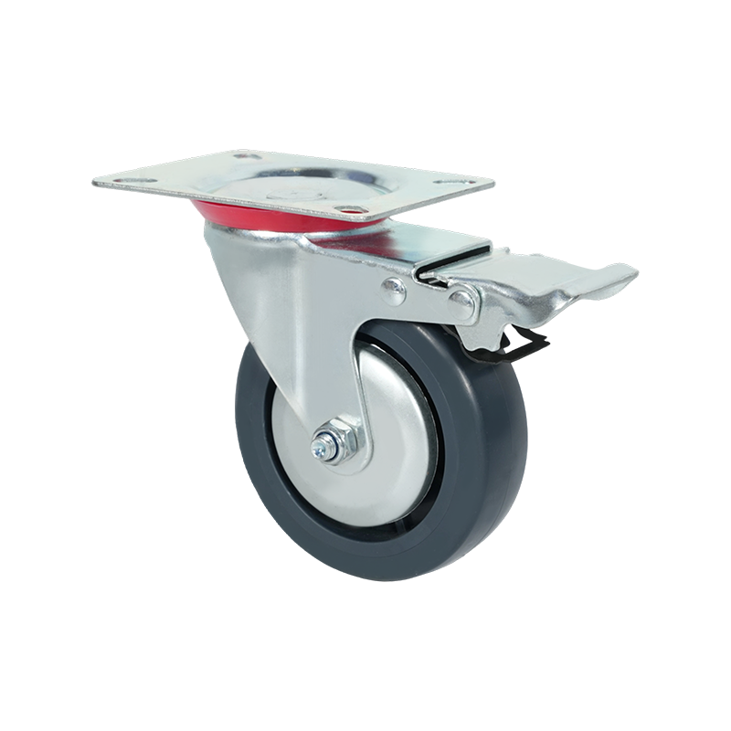 4-inch Flat TPR Gray Caster Wheel with Brake