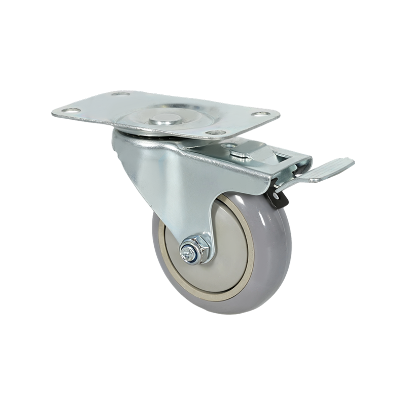 3-inch Flat PU Gray Caster Wheel with Brake