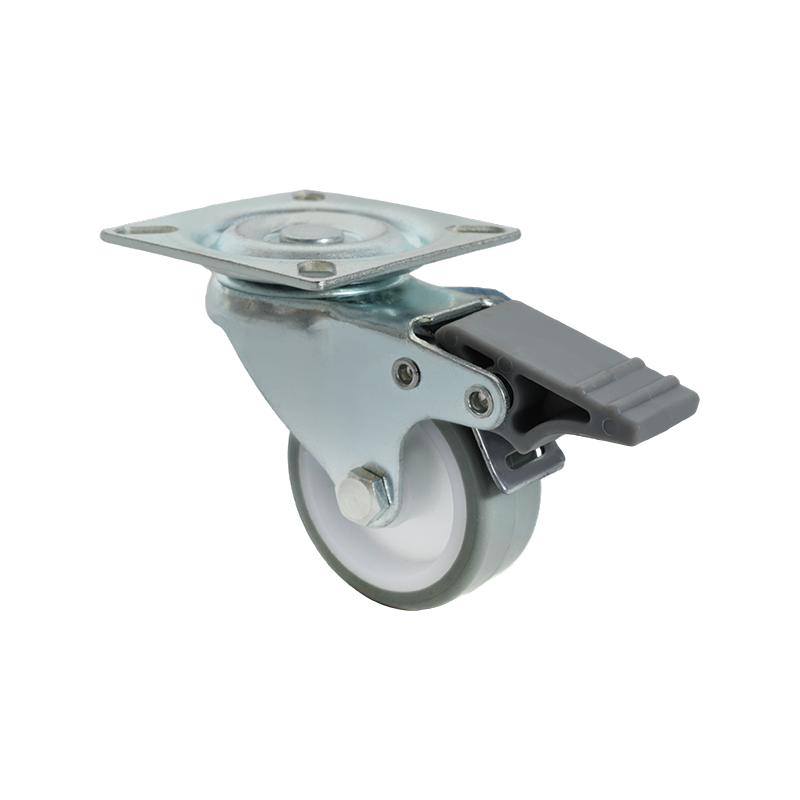 2-inch Flat PU Gray Caster Wheel with Brakes