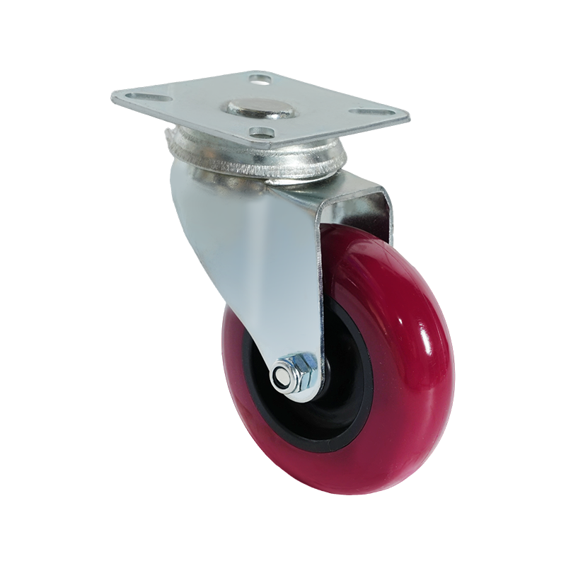 3-inch Flat PU Red Caster Wheel